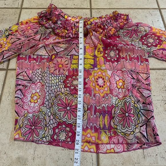 Folia Bohemian Floral Ruffled Off-the-Shoulder Blouse Size Small - Picture 6 of 6